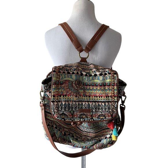 Sakroots Multicolor Tribal Backpack Flap-Over Handbag - Picture 1 of 10